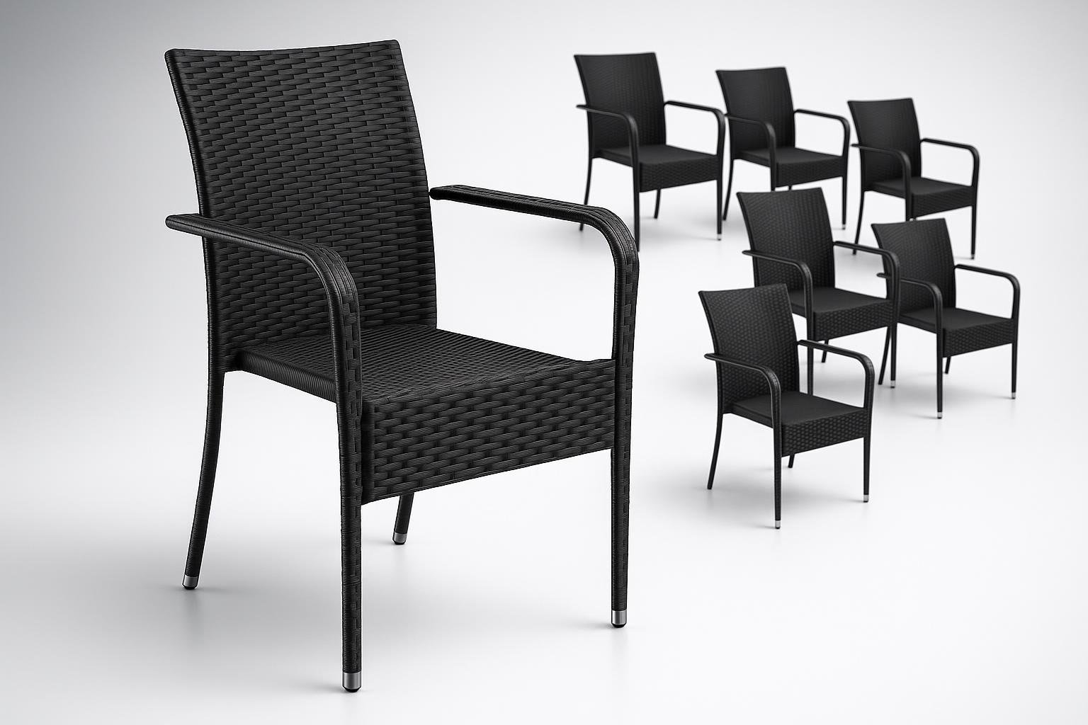 Set di 6 sedie in rattan tectake, la soluzione impilabile per pranzi in giardino senza pensieri
