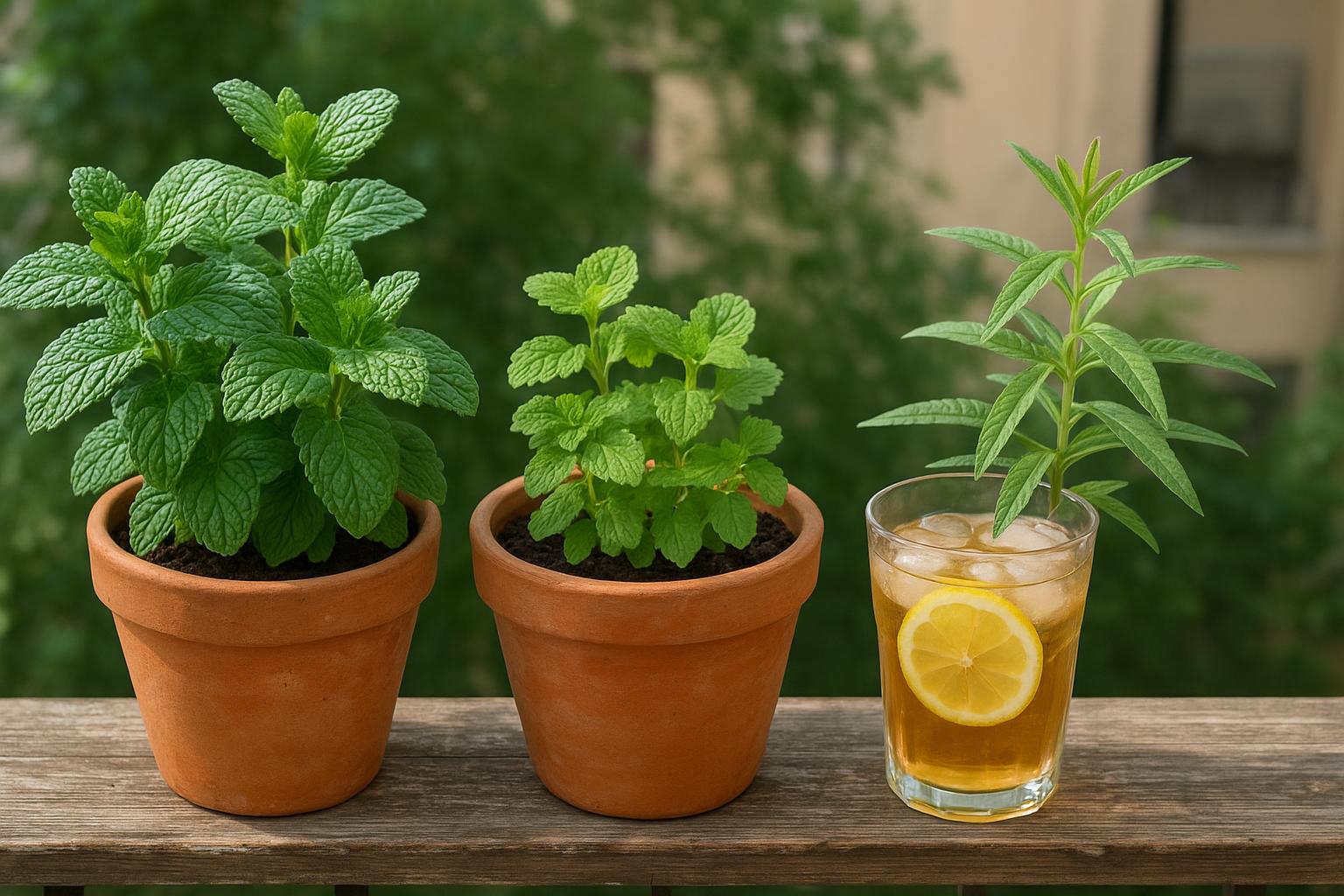 Orto delle tisane fredde d’estate: menta marocchina, melissa e verbena odorosa in vaso a luglio