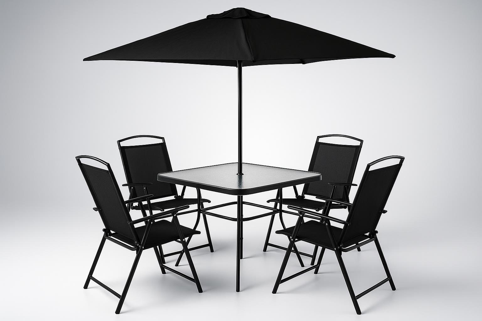 Set da pranzo da giardino Shally Dogan con ombrellone, soluzione completa per l’estate in super offerta su Amazon