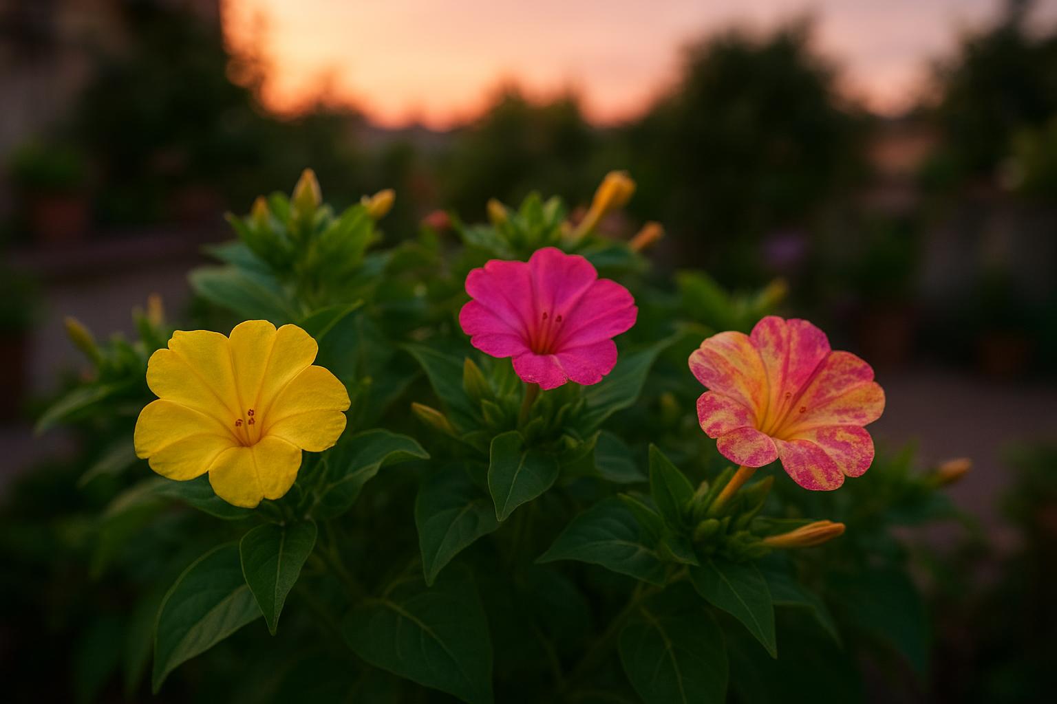 Belle di notte in vaso e in aiuola: come coltivare mirabilis jalapa per un giardino profumato di sera