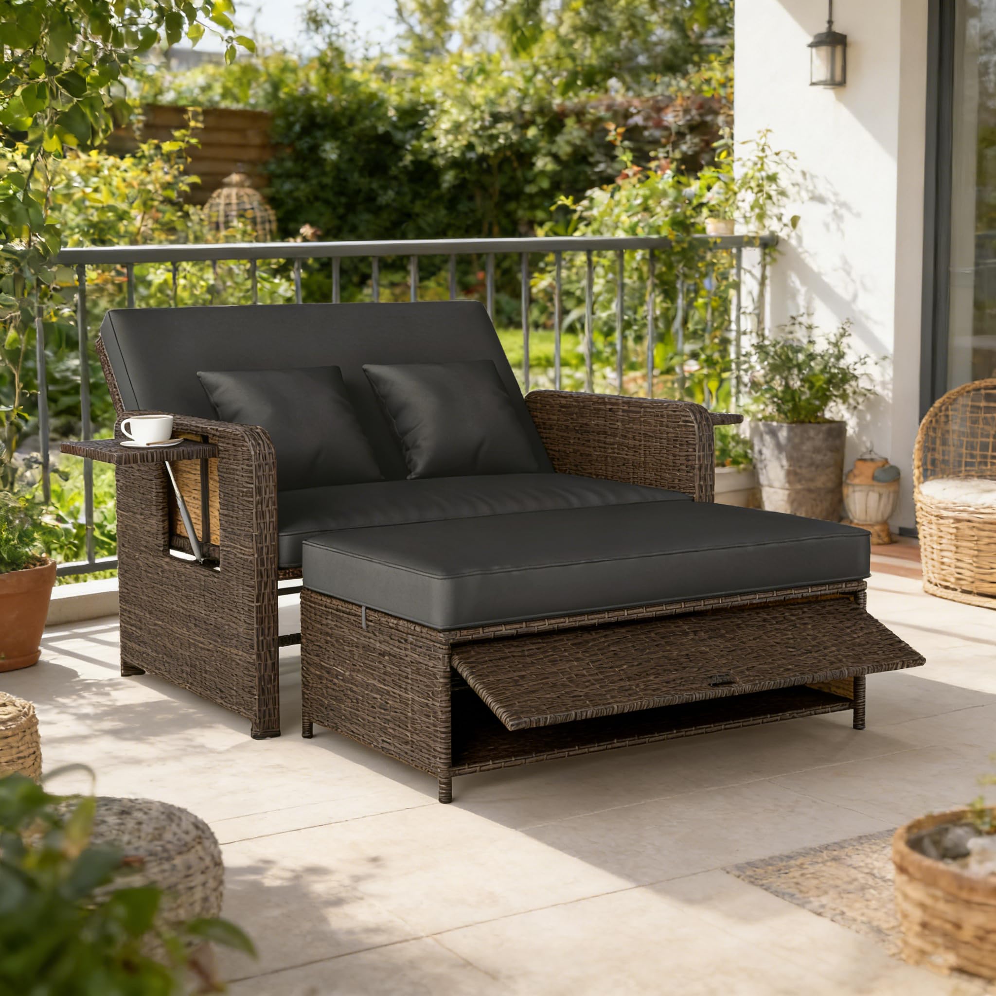 Divano da giardino in rattan GIANTEX 3 in 1, relax totale sul terrazzo con il prezzo Amazon del momento