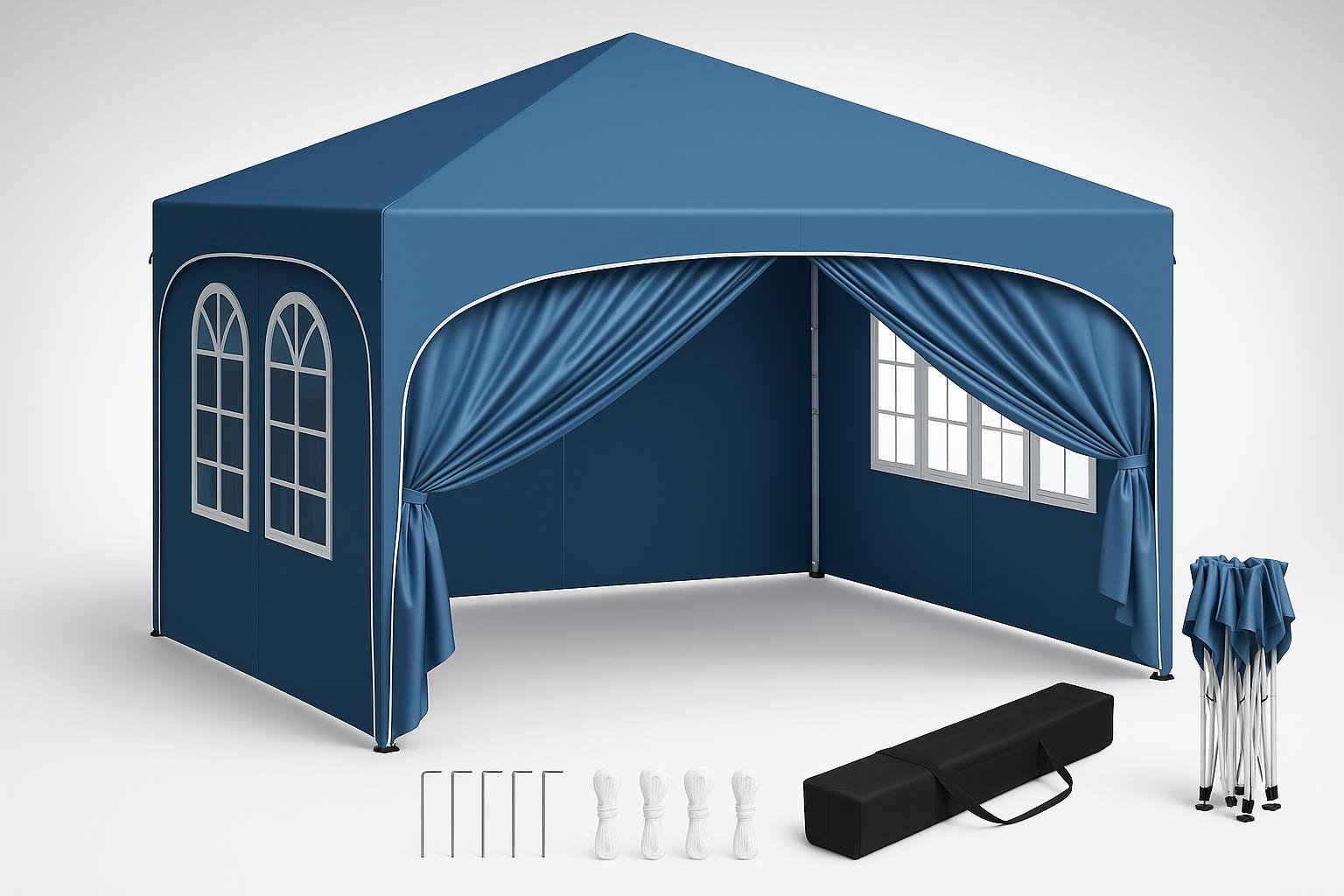 Gazebo pieghevole Woltu 3×3 m, ombra immediata per orto e area relax