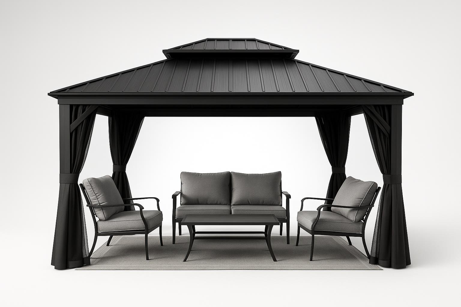 Gazebo da giardino Purple Leaf 4,25 x 3 m, struttura rigida per vivere l’outdoor tutto agosto