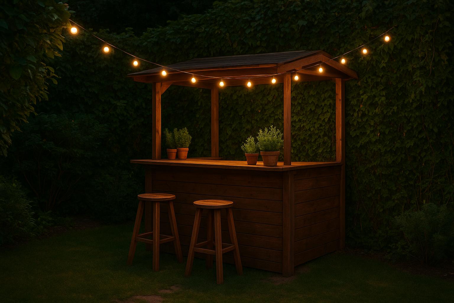 Isola bar in giardino: come allestire un angolo cocktail tra piante e luci per le sere di agosto