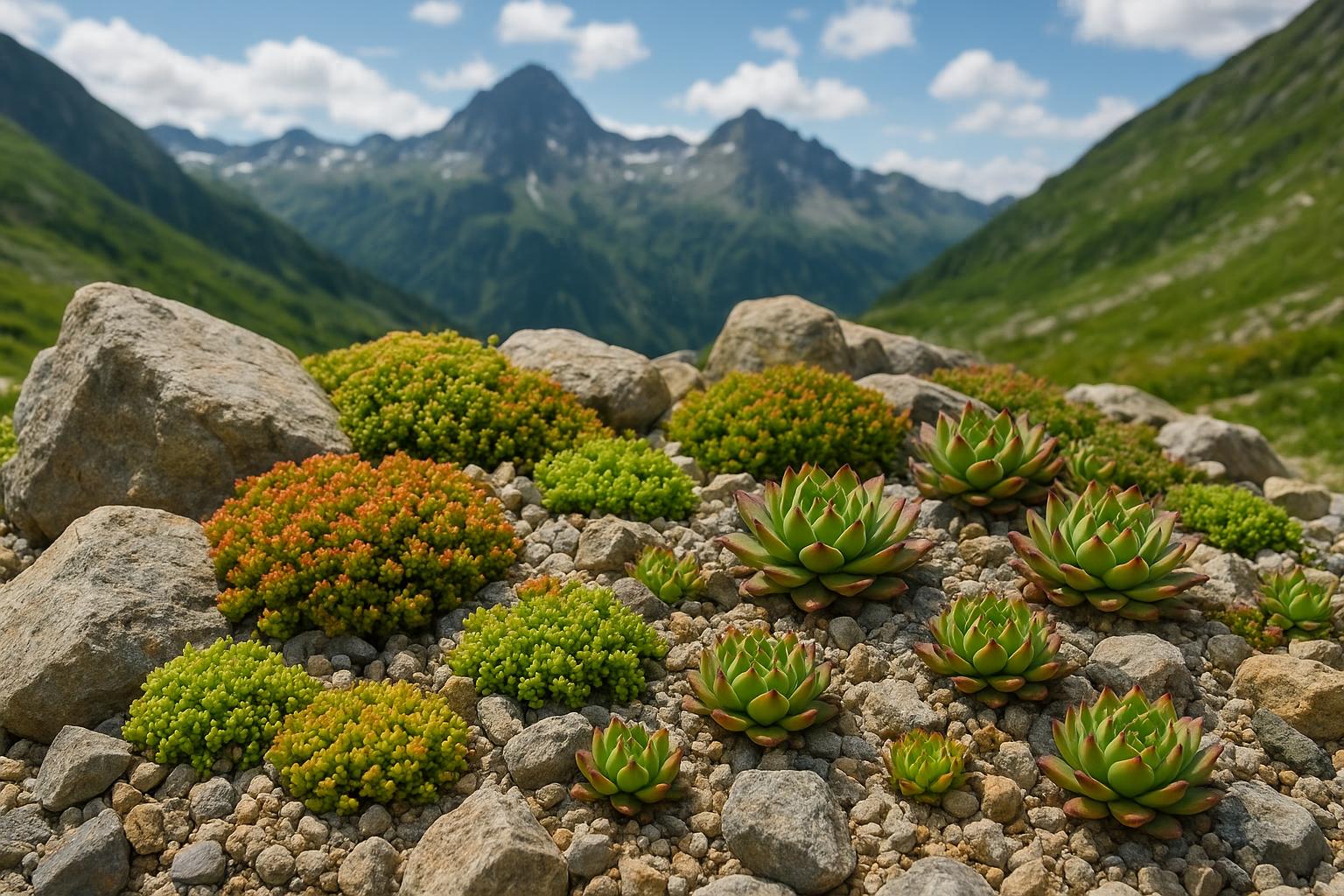 Piante grasse tappezzanti alpine per giardini di montagna: specie rustiche per aiuole drenanti