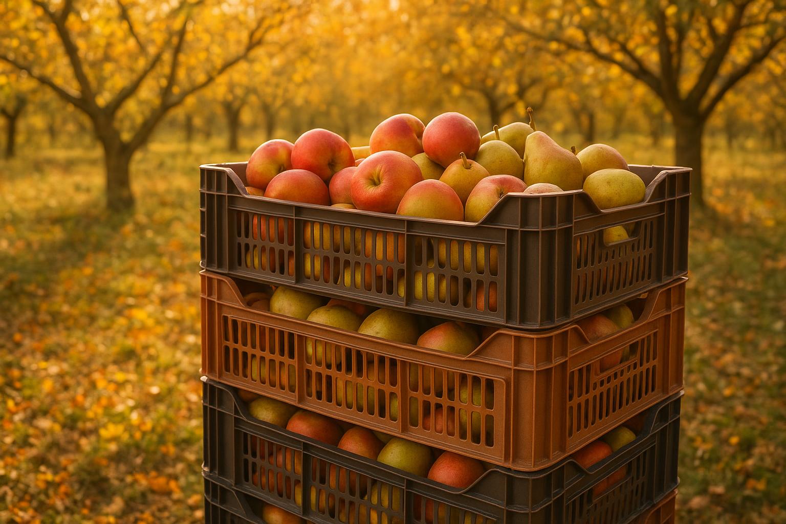 Cassette impilabili per la raccolta di mele e pere: come scegliere i contenitori giusti per il frutteto domestico