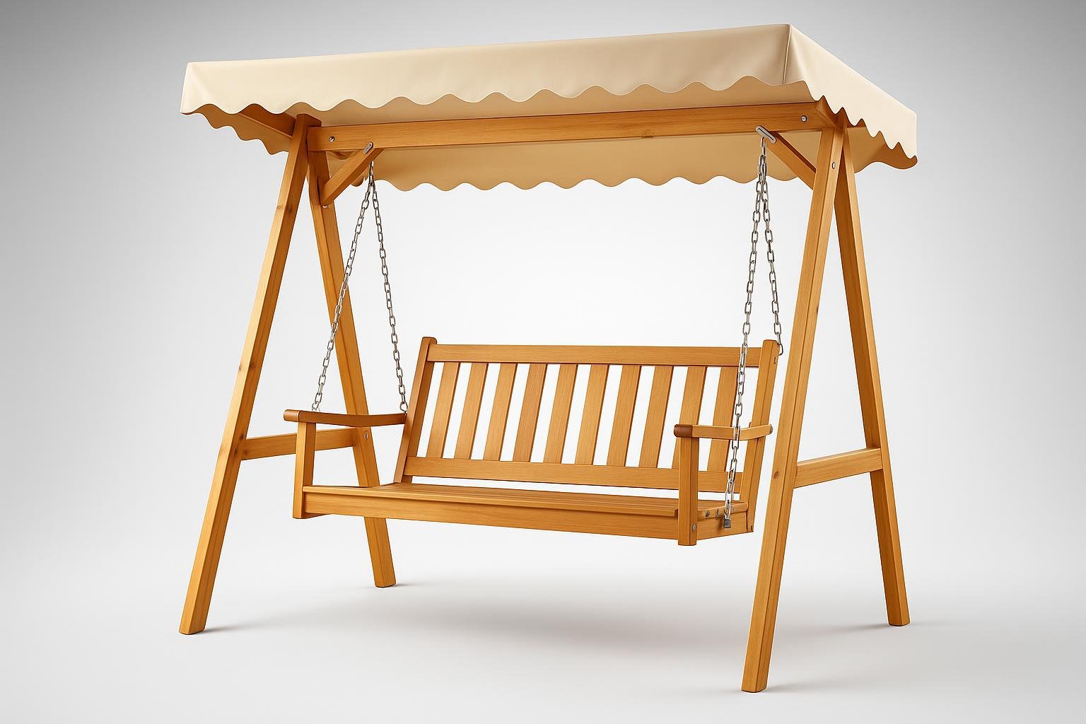 Panca a dondolo in legno per il giardino di fine estate: come integrarla tra aiuole e vasi