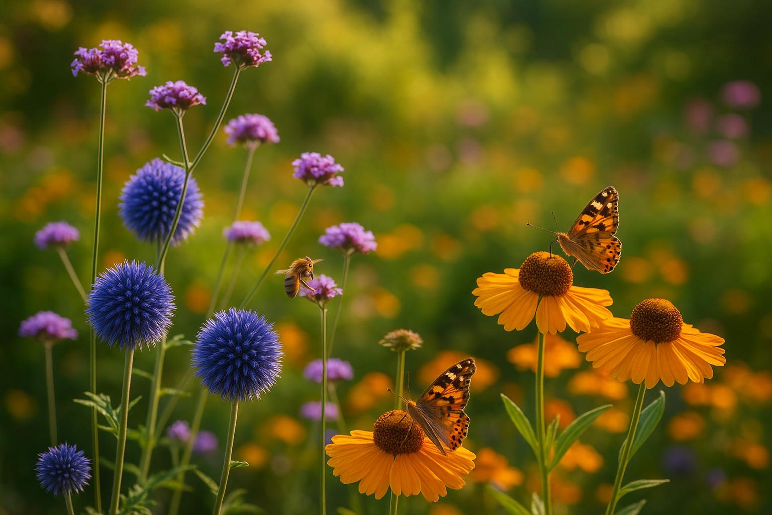 Echinops, verbena e helenium: tre fiori di fine estate che nutrono le api ad agosto