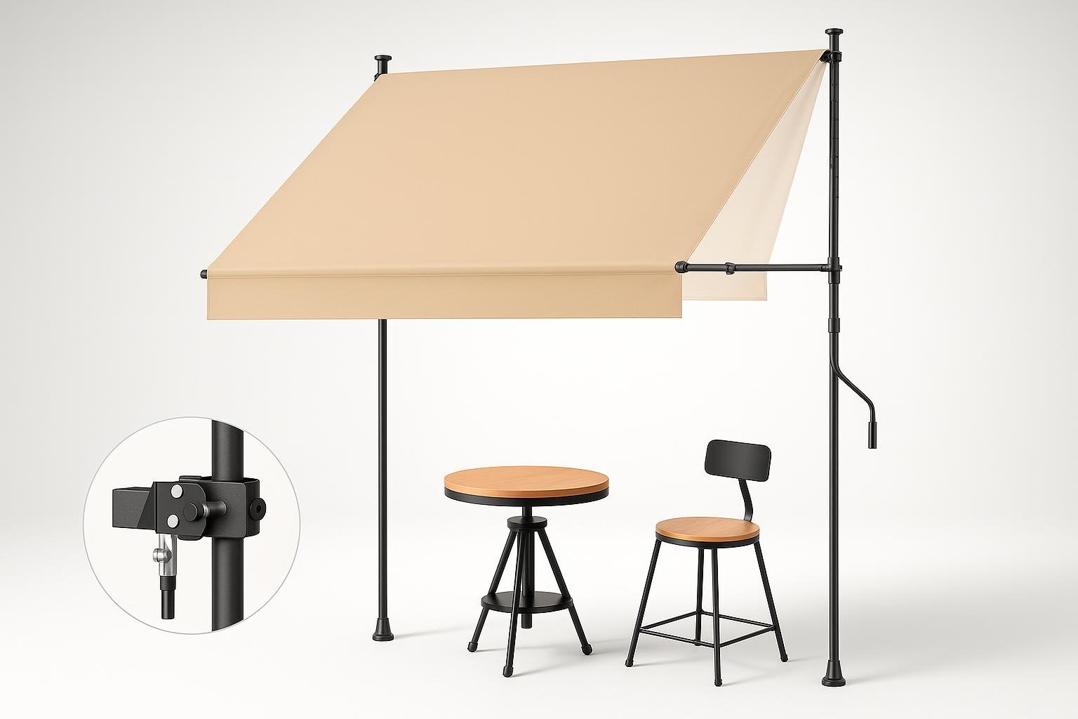 Tenda da sole a morsetto HOMEDEMO, ombra immediata per balconi e terrazze senza forare
