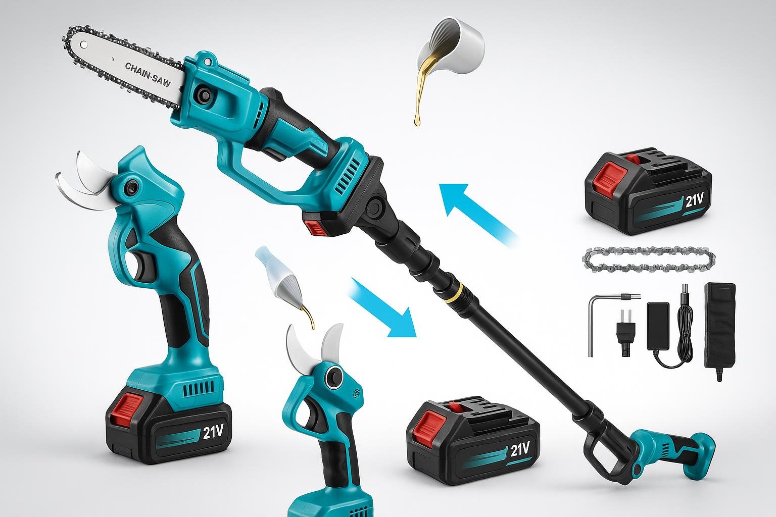 Kit potatore telescopico a batteria 4-in-1, il set ideale per frutteto e giardino domestico ora in offerta