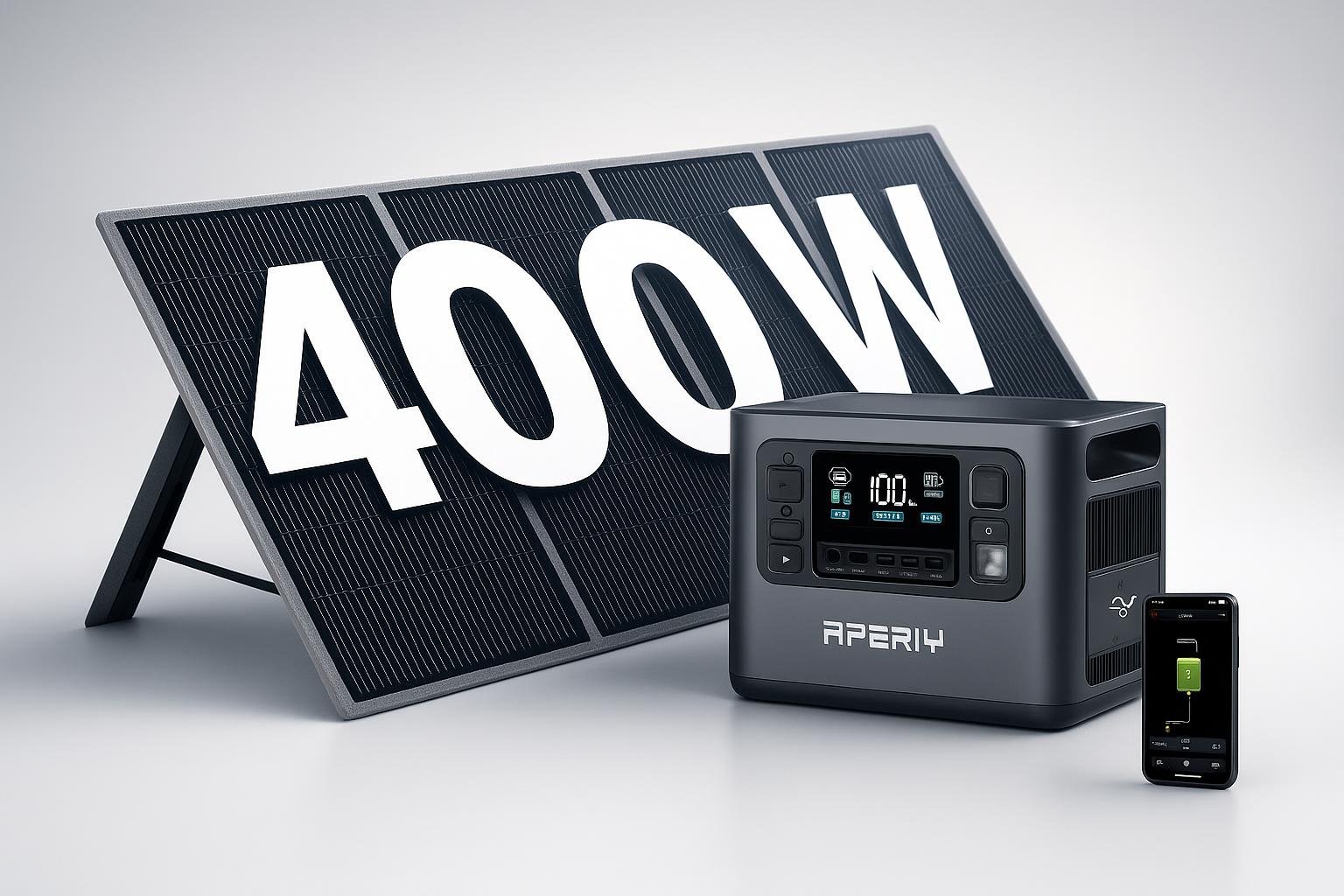 AFERIY generatore elettrico portatile 2400W con pannello solare 400W, soluzione completa per il giardino autosufficiente