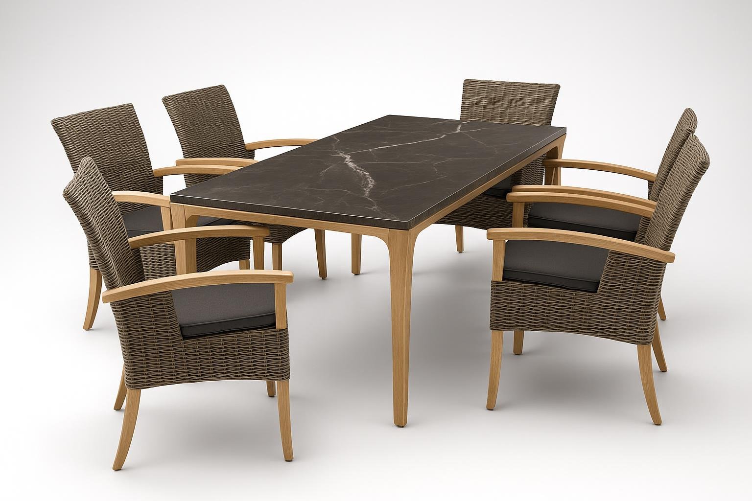 Set tavolo in rattan tectake, il pranzo in giardino diventa elegante e resistente alle intemperie