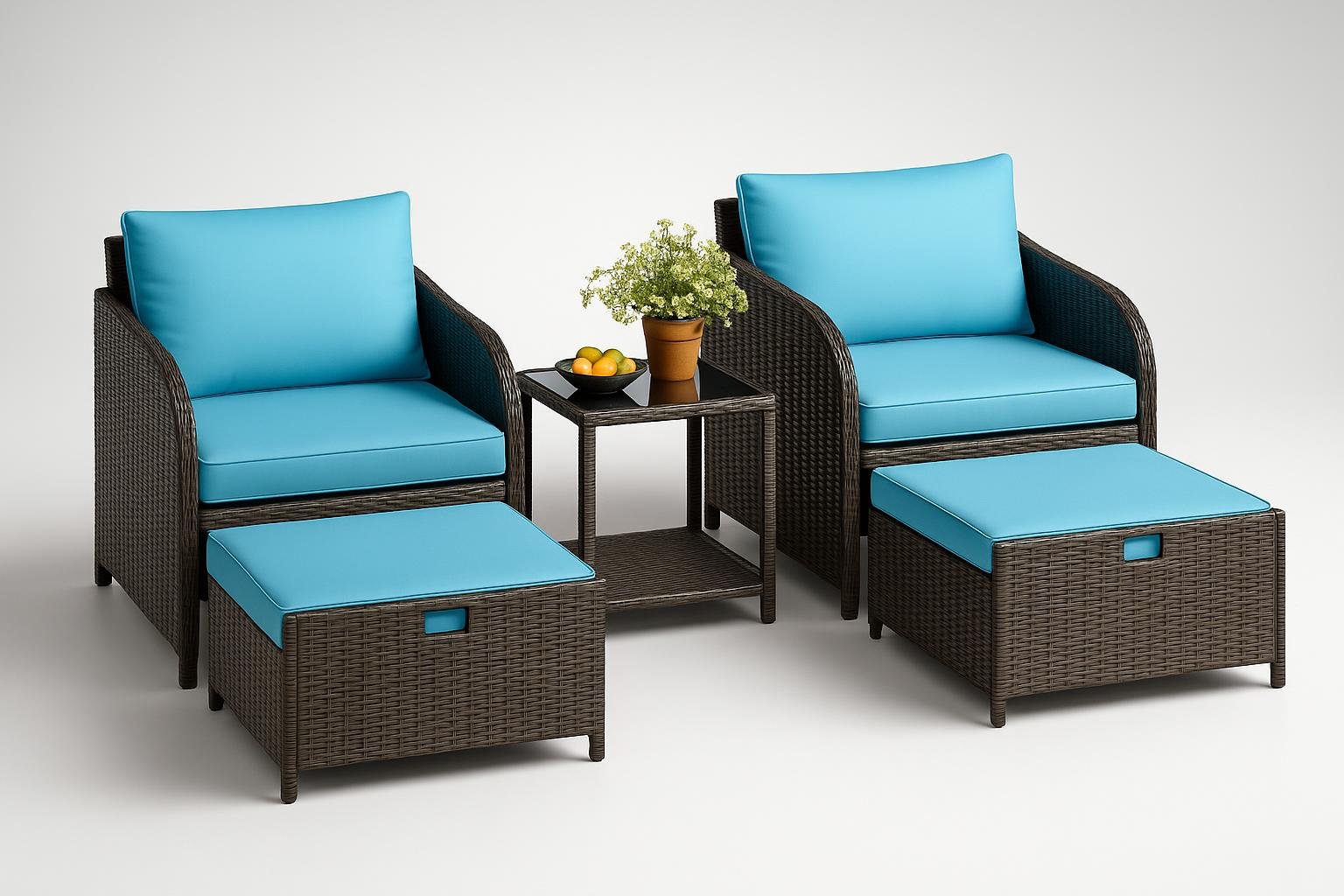 Set salotto da giardino Garvee in rattan, trasformare il patio in un piccolo soggiorno verde