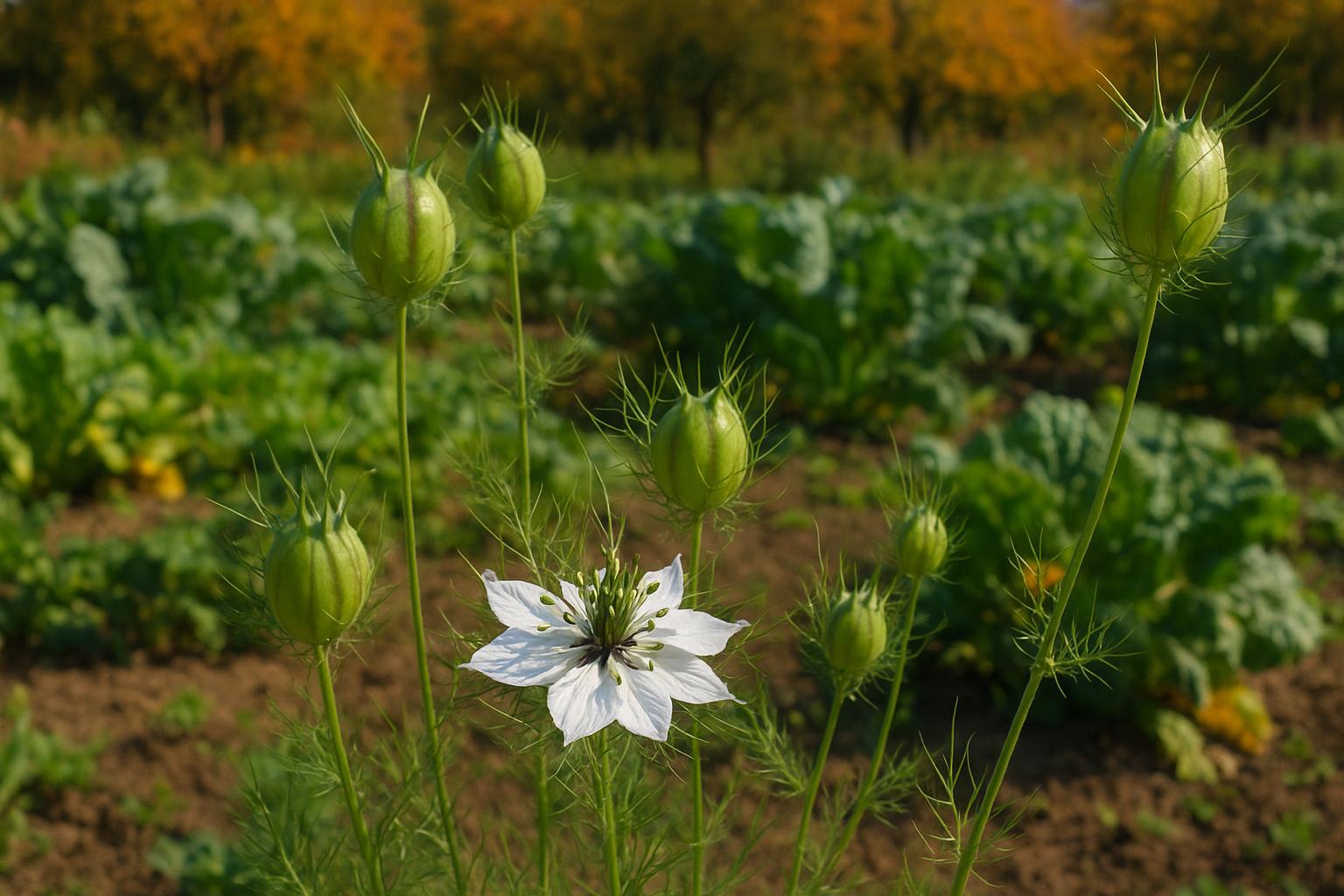 Cumino nero (Nigella sativa) nell’orto autunnale: come coltivarlo per semi aromatici e salutari