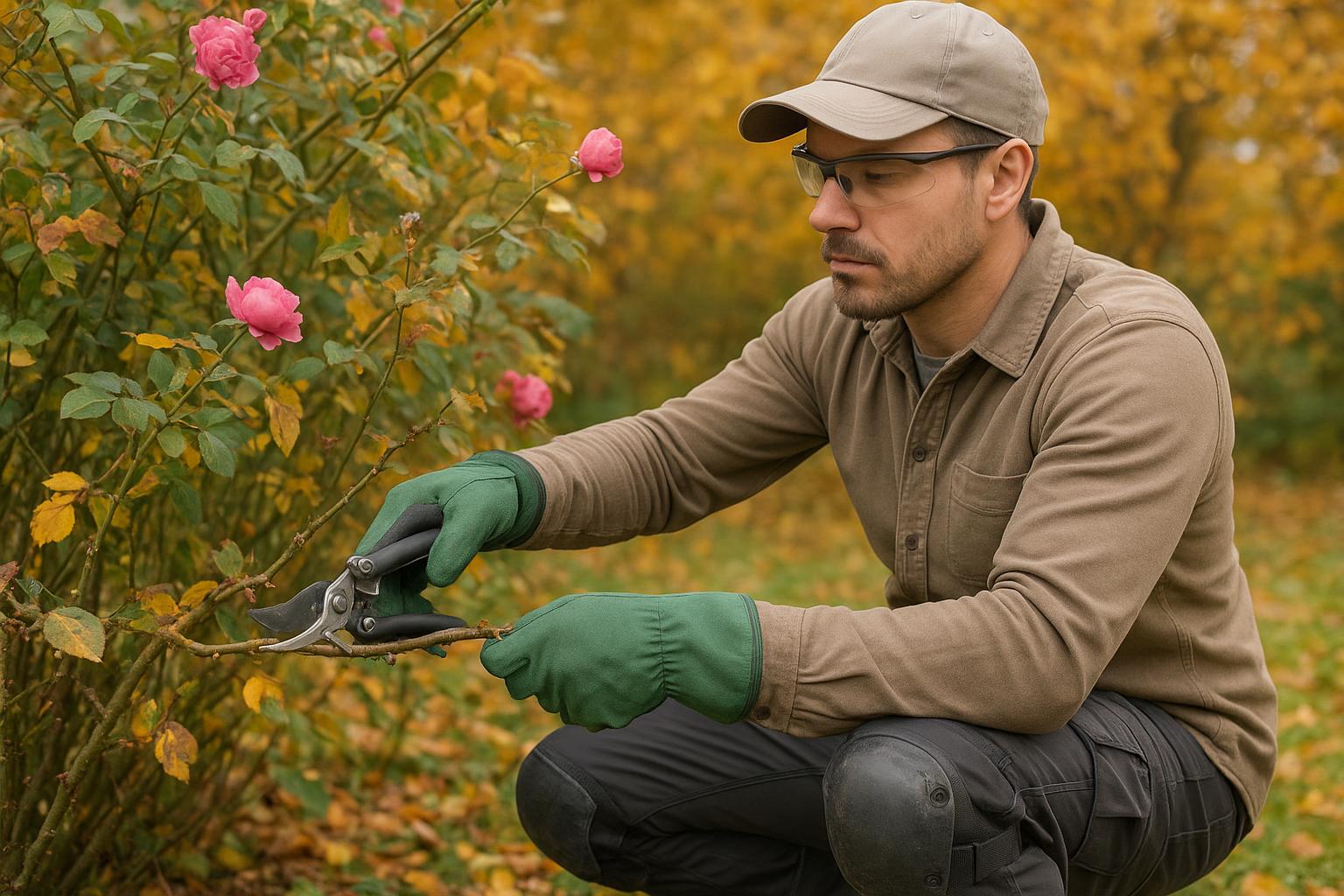 Kit di protezione personale per potare rose e arbusti spinosi a inizio autunno