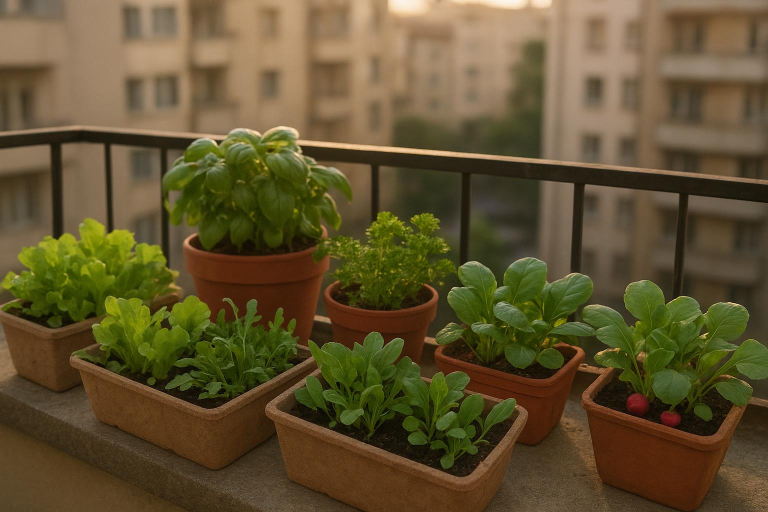 Orto di settembre sul balcone in città: insalate e ortaggi rapidi dopo le vacanze