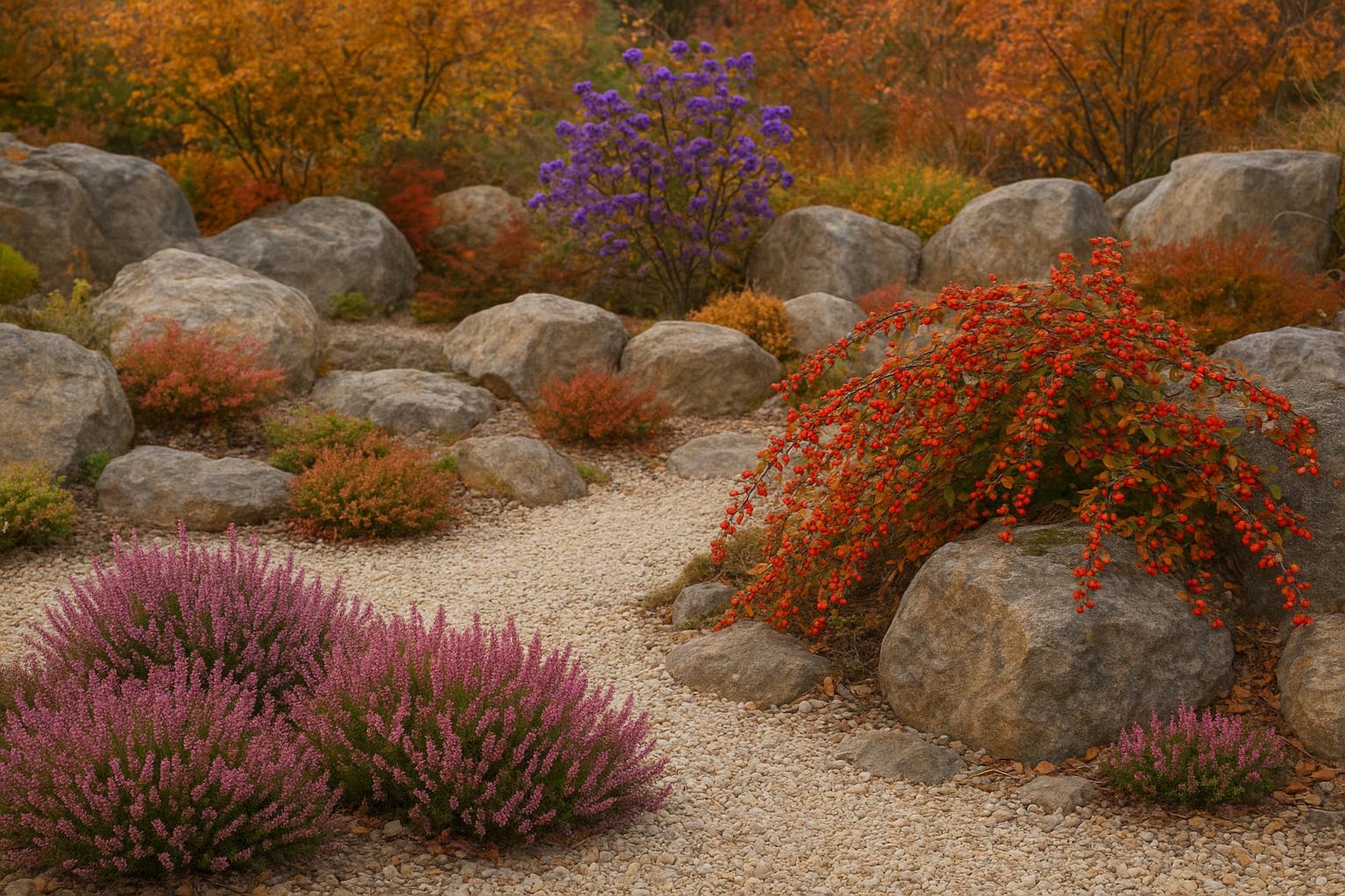 Piccoli arbusti a fioritura autunnale per giardini rocciosi: 5 specie compatte e resistenti
