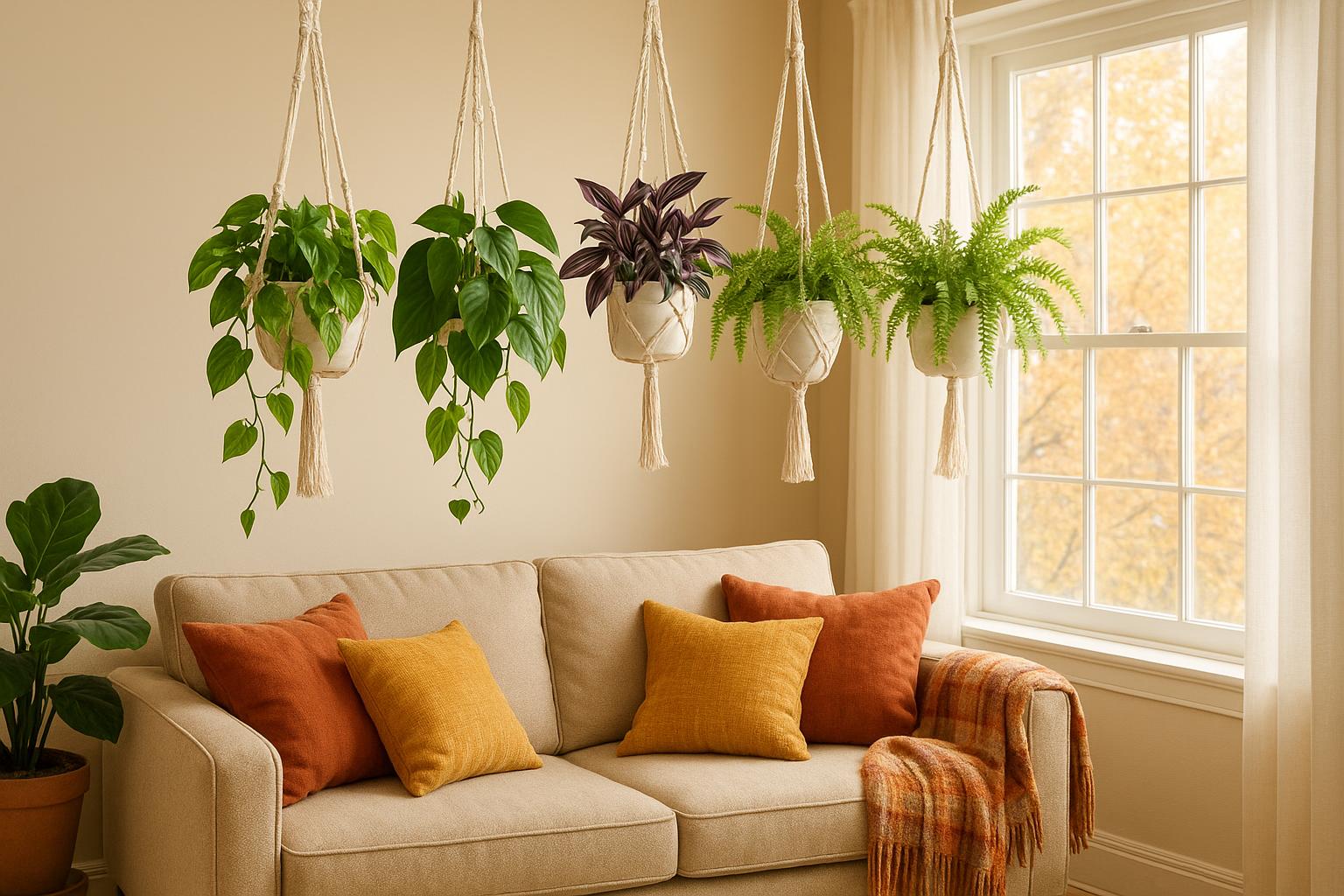 Piante da interno per vasi sospesi in macramè: 7 specie perfette per il salotto d’autunno