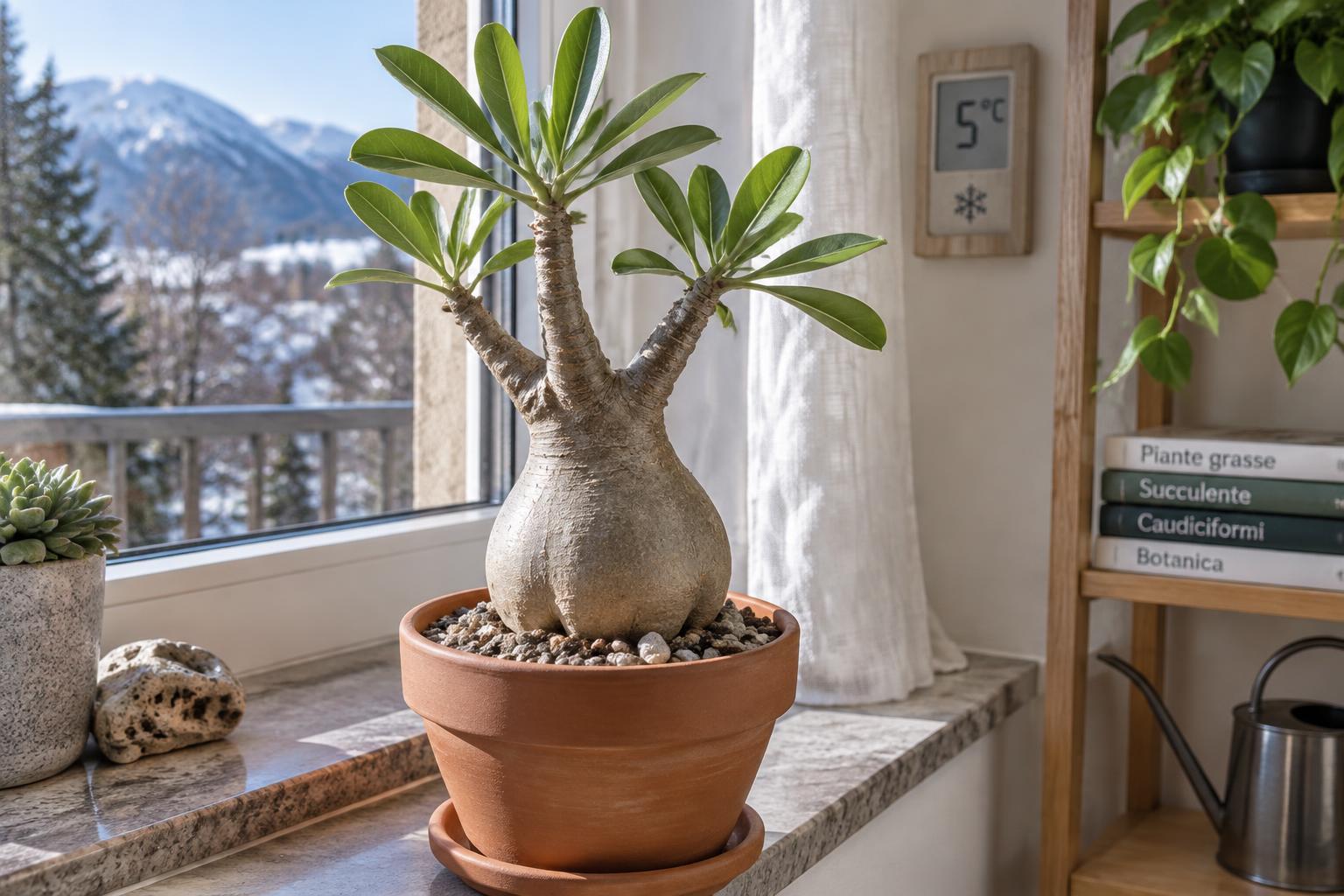 Piante grasse caudiciformi in riposo invernale: come regolare luce, acqua e temperatura