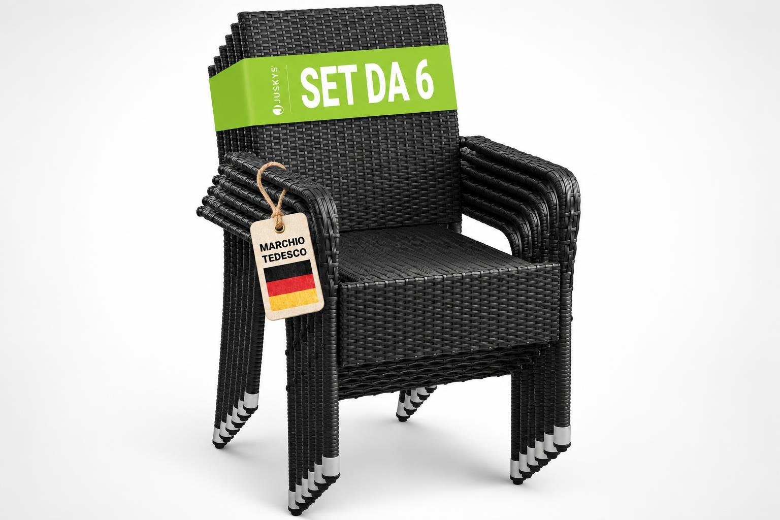 Sedie da giardino Juskys Yoro in offerta: un set impilabile per gli spazi esterni