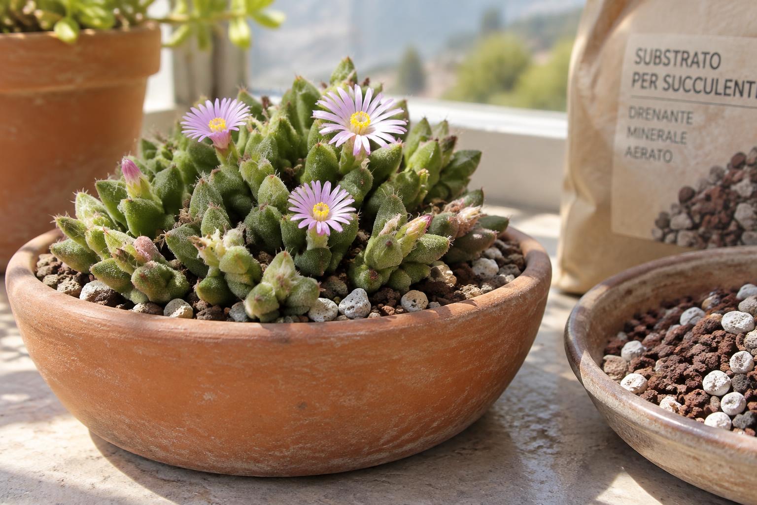 Tricodiadema in vaso: come coltivare la succulenta tappezzante dalle foglie a cuscinetto