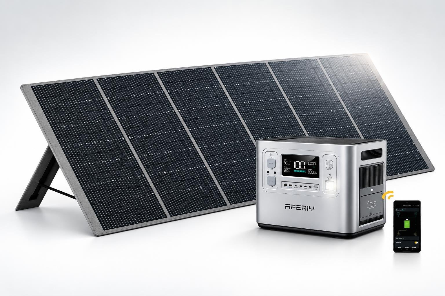 Generatore AFERIY da 2400 W con pannello solare: energia portatile per il giardino e il campeggio