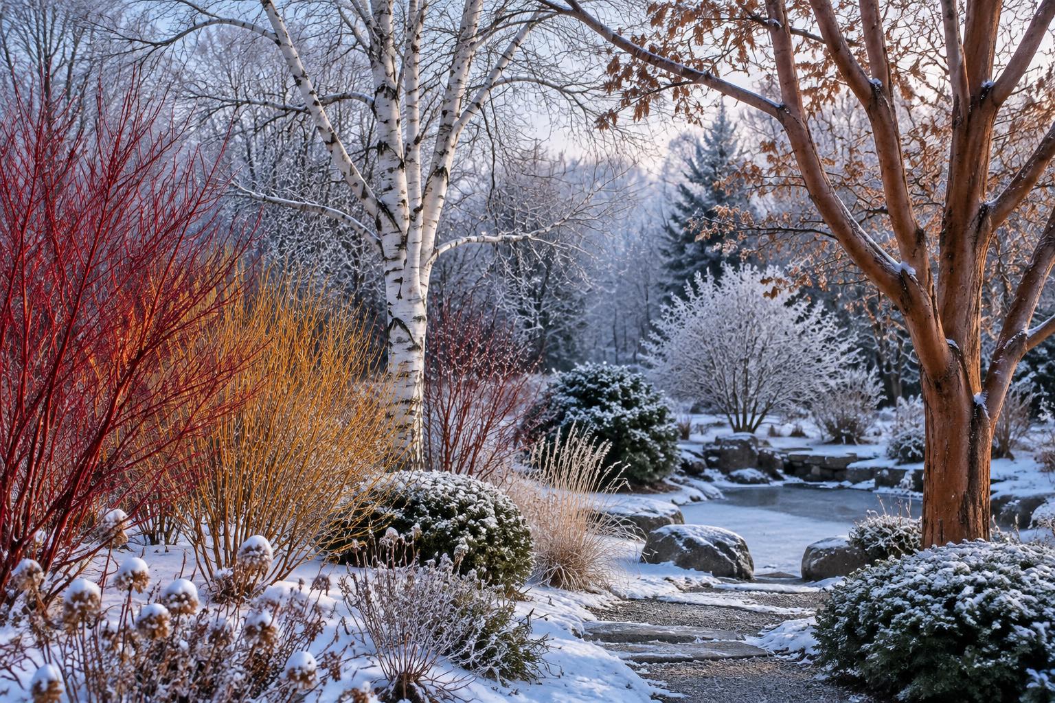 Piante da esterno con corteccia decorativa: arbusti e piccoli alberi per il giardino invernale