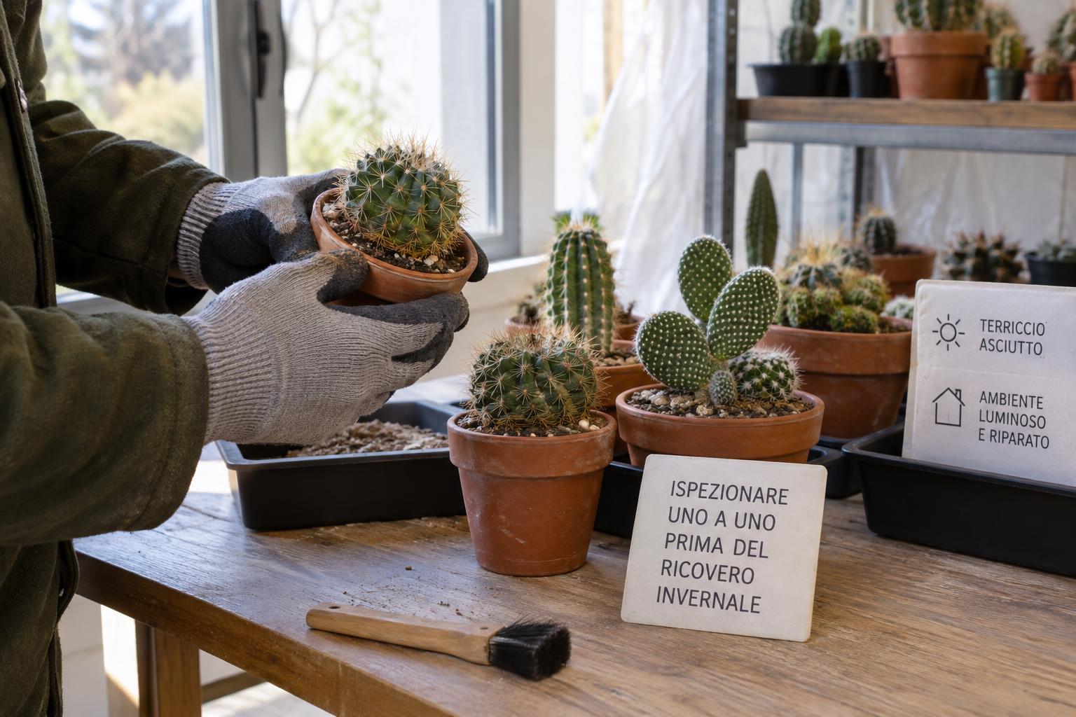 Riporre i cactus per l’inverno: controlli sanitari e preparazione prima del ricovero