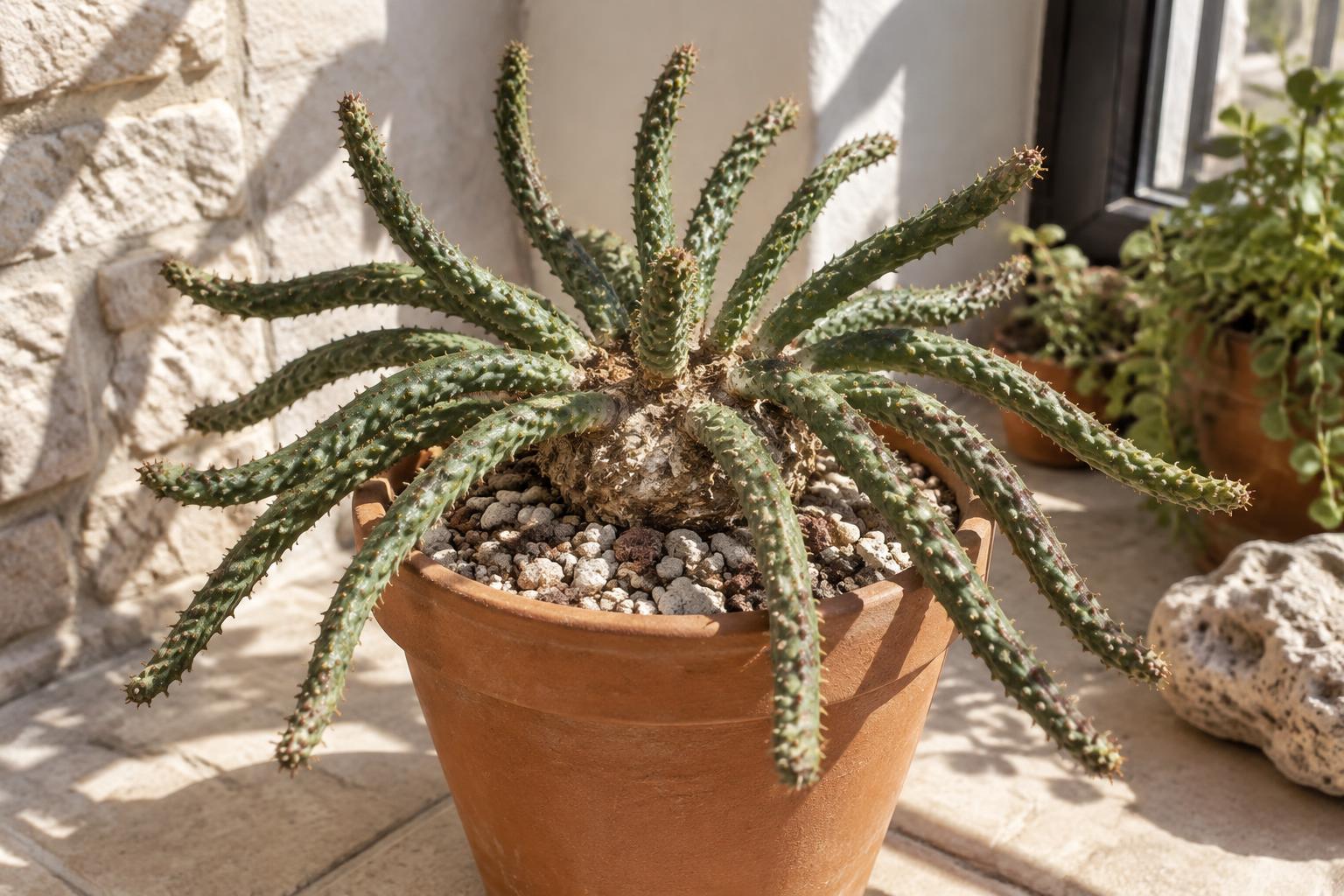 Come coltivare la pianta del rosario (Euphorbia caput-medusae) in vaso