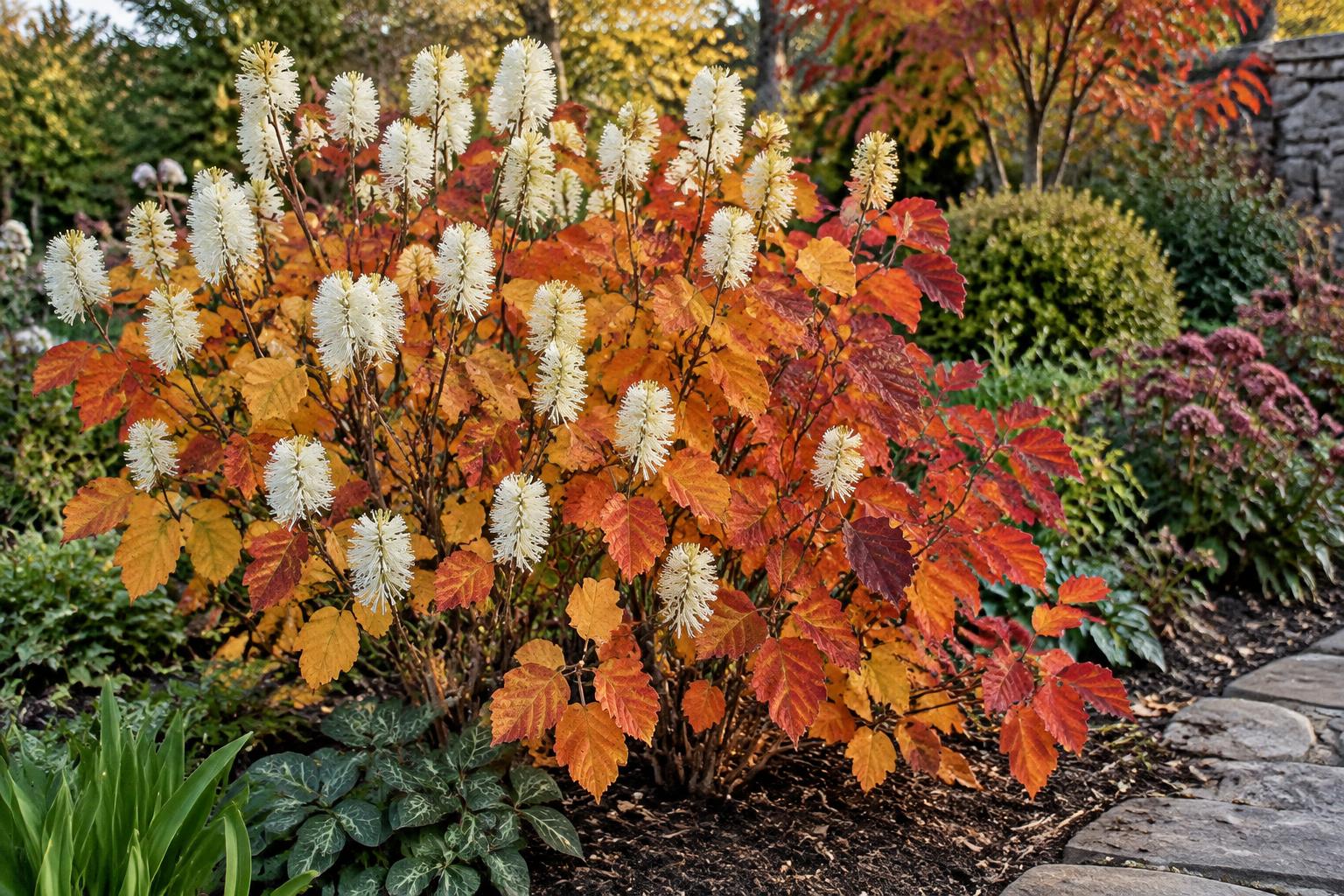 Fothergilla in giardino: un arbusto compatto per colori d’autunno e fiori primaverili