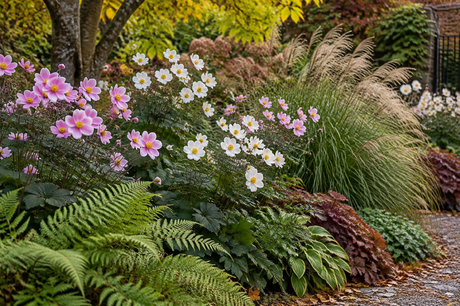 Anemone hupehensis in giardino: cure e abbinamenti per una fioritura autunnale leggera
