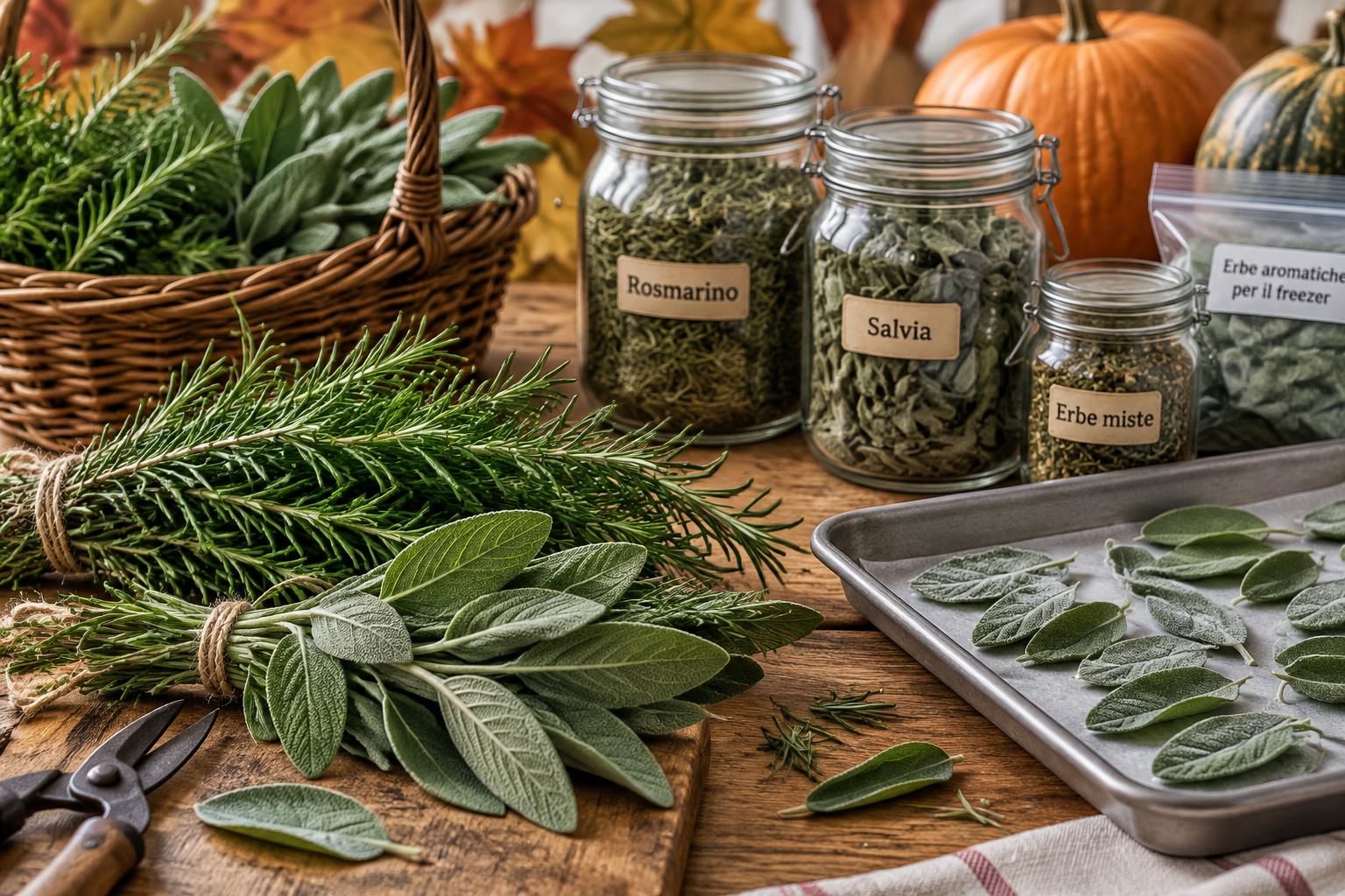 Raccogliere e conservare le erbe aromatiche in autunno: guida per le ultime foglie