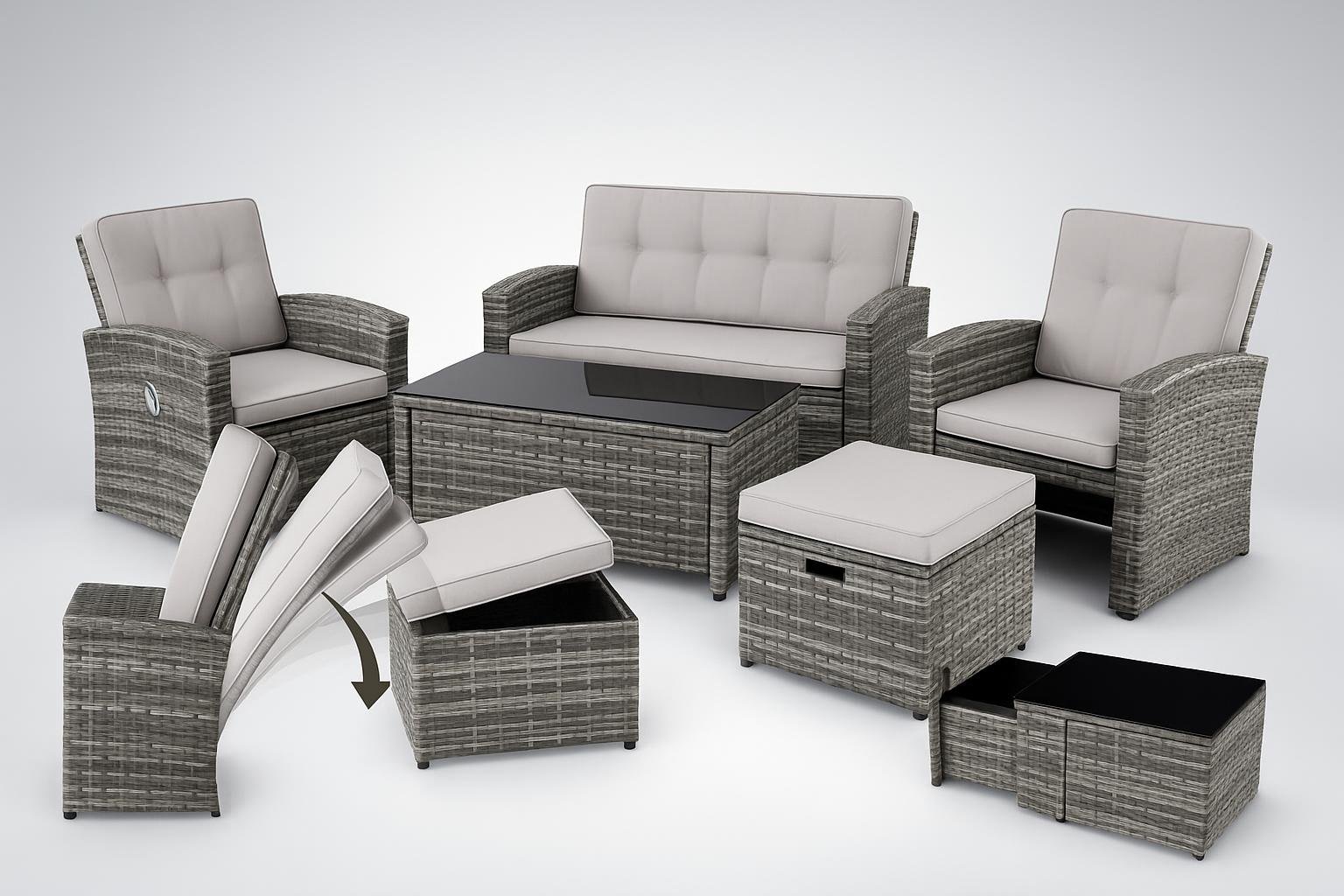 Set salotto da giardino in rattan tectake Bari, occasione per creare un living verde super comodo all’esterno